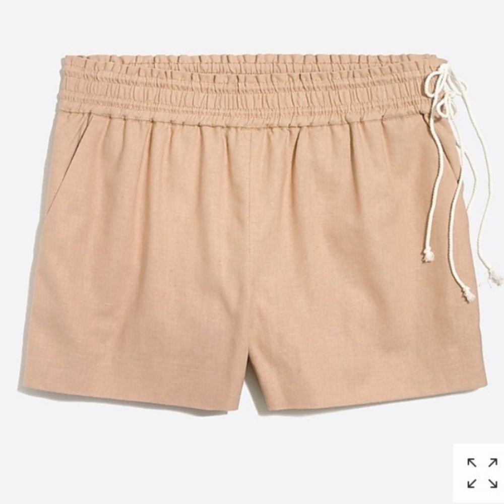 🟡J.Crew Side Tie  Pull On Linen Shorts sz M